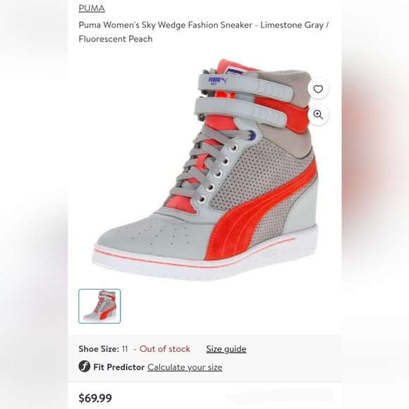 Puma Women's Sky Wedge Fashion Sneaker - Limestone Gray / Fluorescent Peach (Pre - Picture 7 of 7
